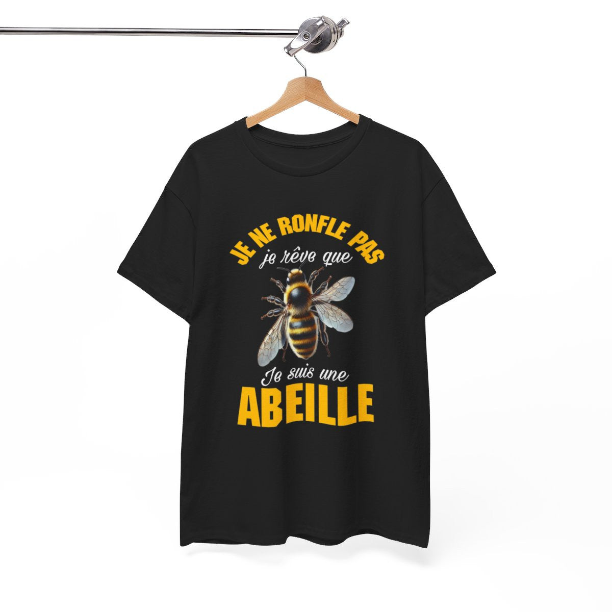 Tee shirt Noir Abeille Apiculteur Dormeur Rêve Idée cadeau humour drôle amusant pour Homme et Femme