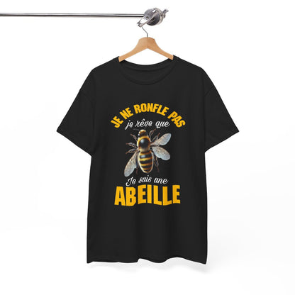 Tee shirt Noir Abeille Apiculteur Dormeur Rêve Idée cadeau humour drôle amusant pour Homme et Femme