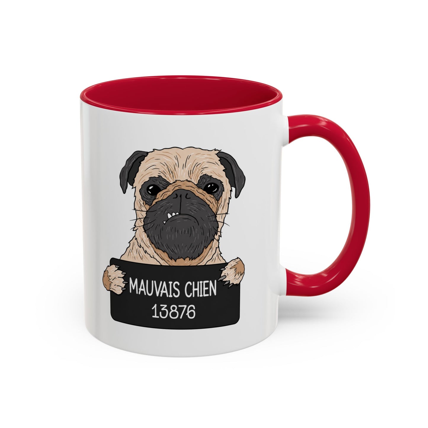 Mug Carlin Humoristique – Tasse Originale pour Propriétaire d’Animal – Idée Cadeau Drôle Homme et Femme – 325 ml Noir Bleu Rouge