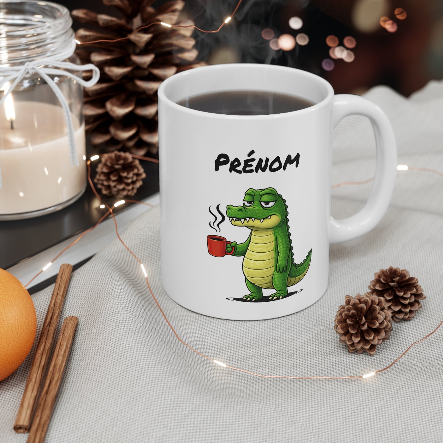 Mug Crocodile Personnalisable 325ml – Tasse Café Humour Animal Drôle Matin Difficile Cadeau Original