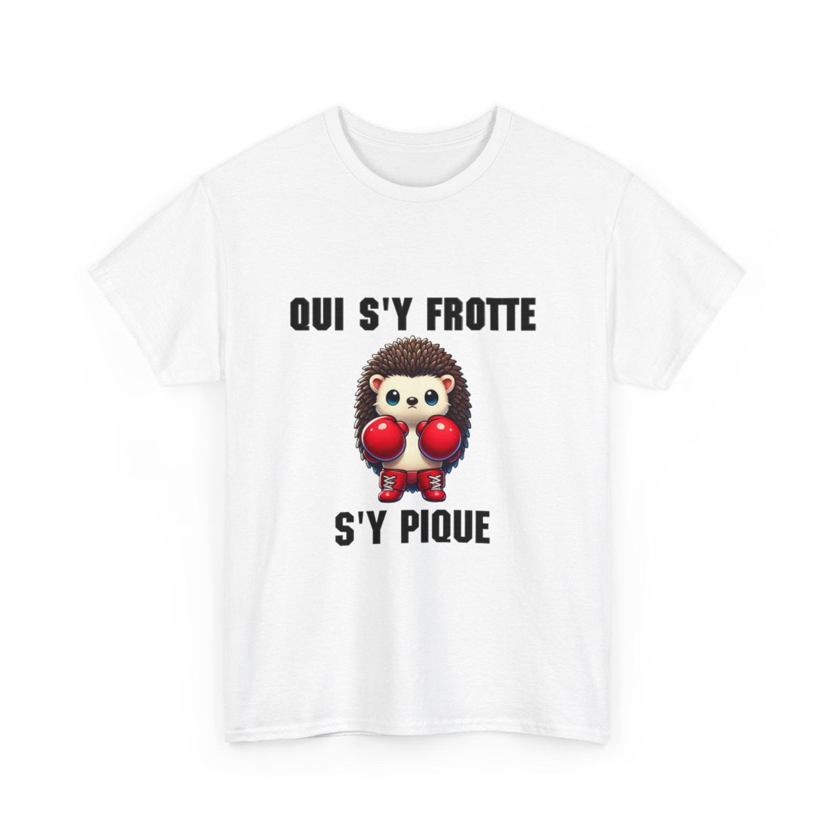 Tee-Shirt Hérisson Boxeur Idée cadeau humour drôle animal animaux Blanc-Gris - Homme et Femme