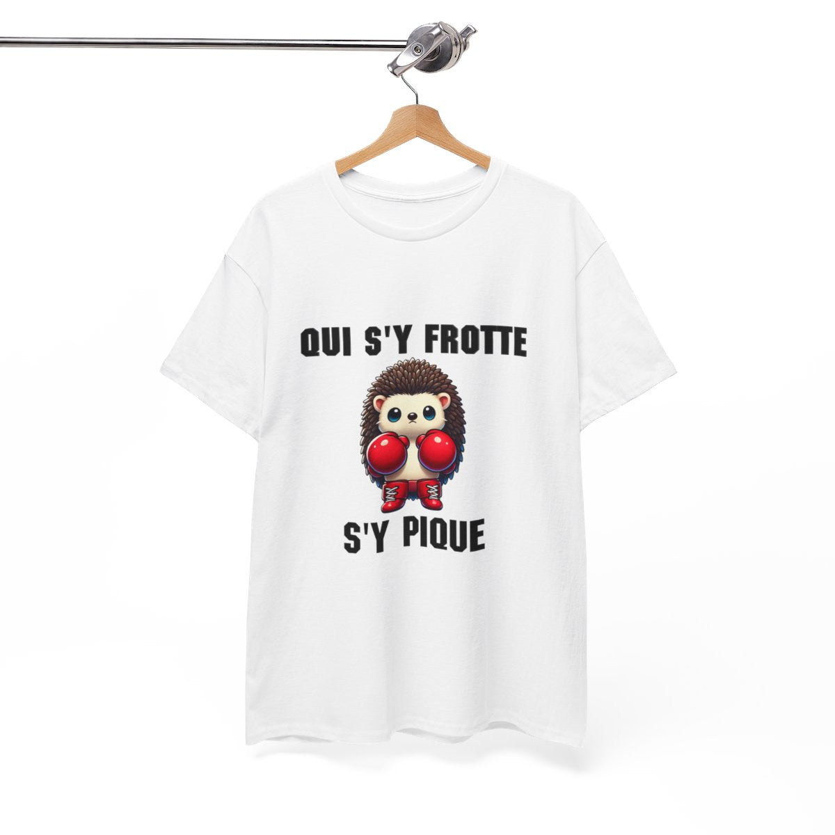 Tee-Shirt Hérisson Boxeur Idée cadeau humour drôle animal animaux Blanc-Gris - Homme et Femme