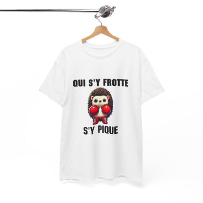 Tee-Shirt Hérisson Boxeur Idée cadeau humour drôle animal animaux Blanc-Gris - Homme et Femme