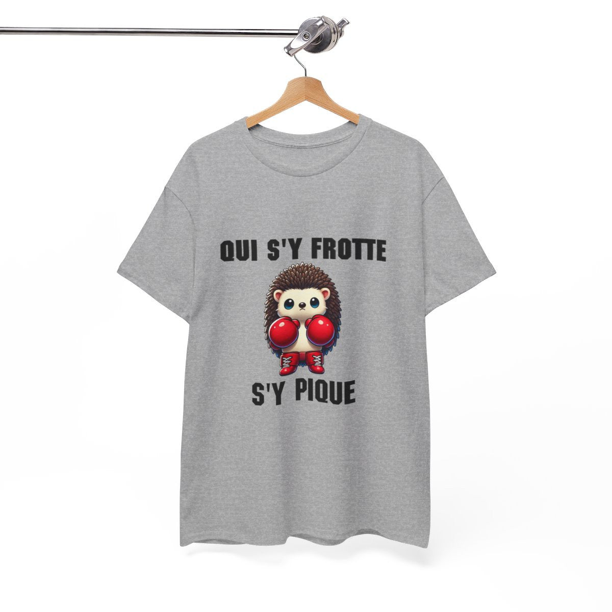 Tee-Shirt Hérisson Boxeur Idée cadeau humour drôle animal animaux Blanc-Gris - Homme et Femme