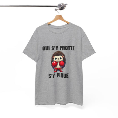 Tee-Shirt Hérisson Boxeur Idée cadeau humour drôle animal animaux Blanc-Gris - Homme et Femme