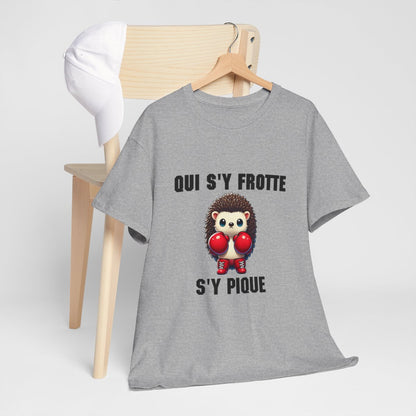Tee-Shirt Hérisson Boxeur Idée cadeau humour drôle animal animaux Blanc-Gris - Homme et Femme