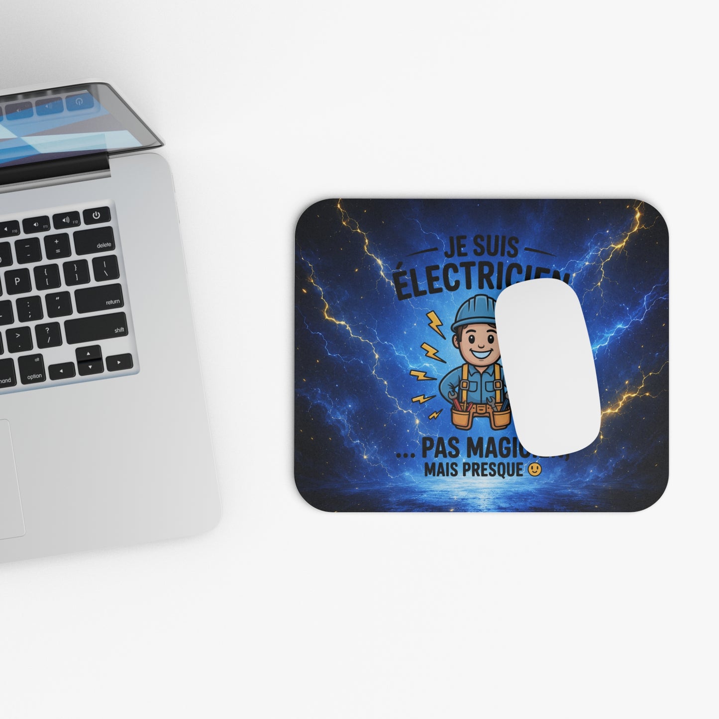 Tapis de Souris 22x18cm Je Suis Électricien Pas Magicien Mais Presque – Cadeau Humour Électricien Homme Femme – Bureau Gaming