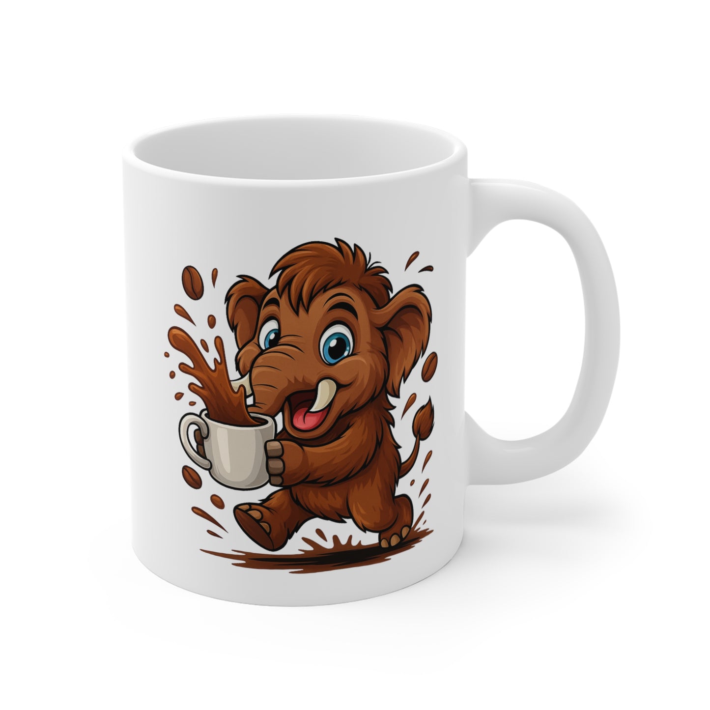 Mug Mammouth Café – Tasse Céramique 325ml – Design Cartoon Mignon – Cadeau Original Amateur de Café