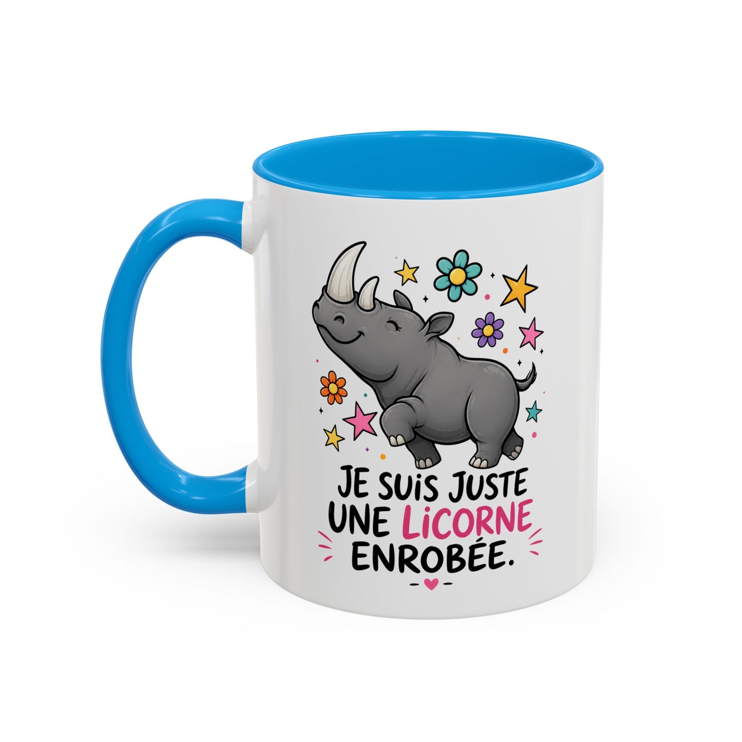 Mug Femme Humoristique – Tasse Rhinocéros Licorne – Idée Cadeau Originale Anniversaire Amie Collègue – 325 ml Noir Bleu Rouge