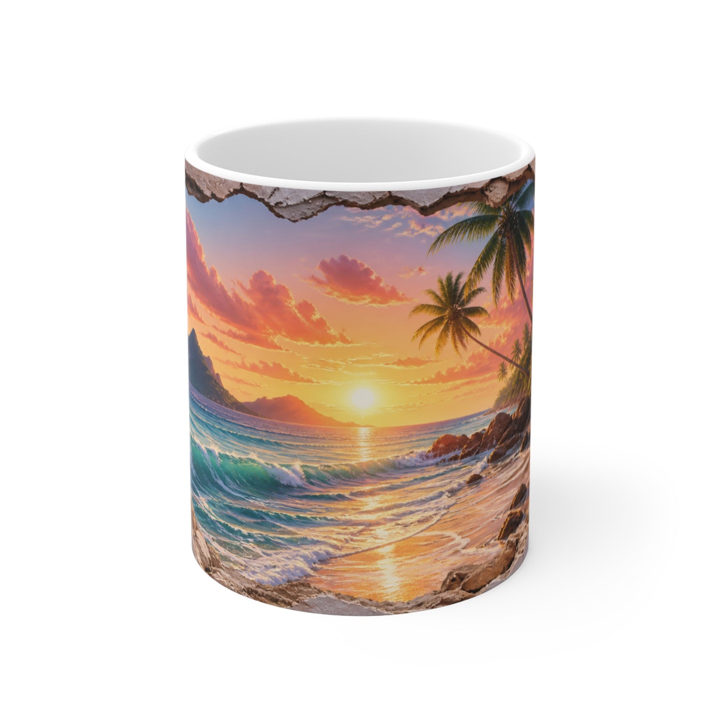 Tasse Plage Tropicale – Mug Paysage Paradis Exotique – Cadeau Voyage Homme Femme Enfant 325ml