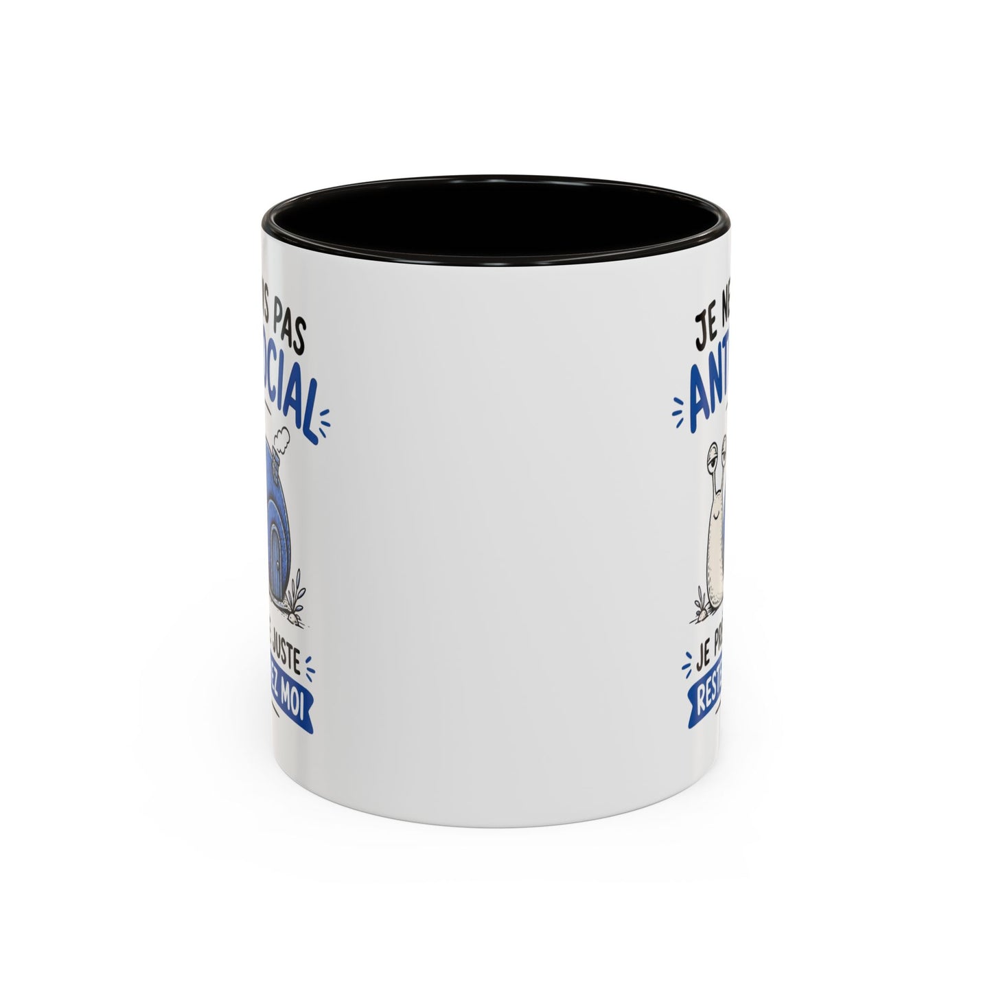Mug Humour Introverti – Je Ne Suis Pas Antisocial Je Préfère Rester Chez Moi – Tasse Drôle Escargot – Cadeau Original Céramique 325ml Noir Bleu Rouge