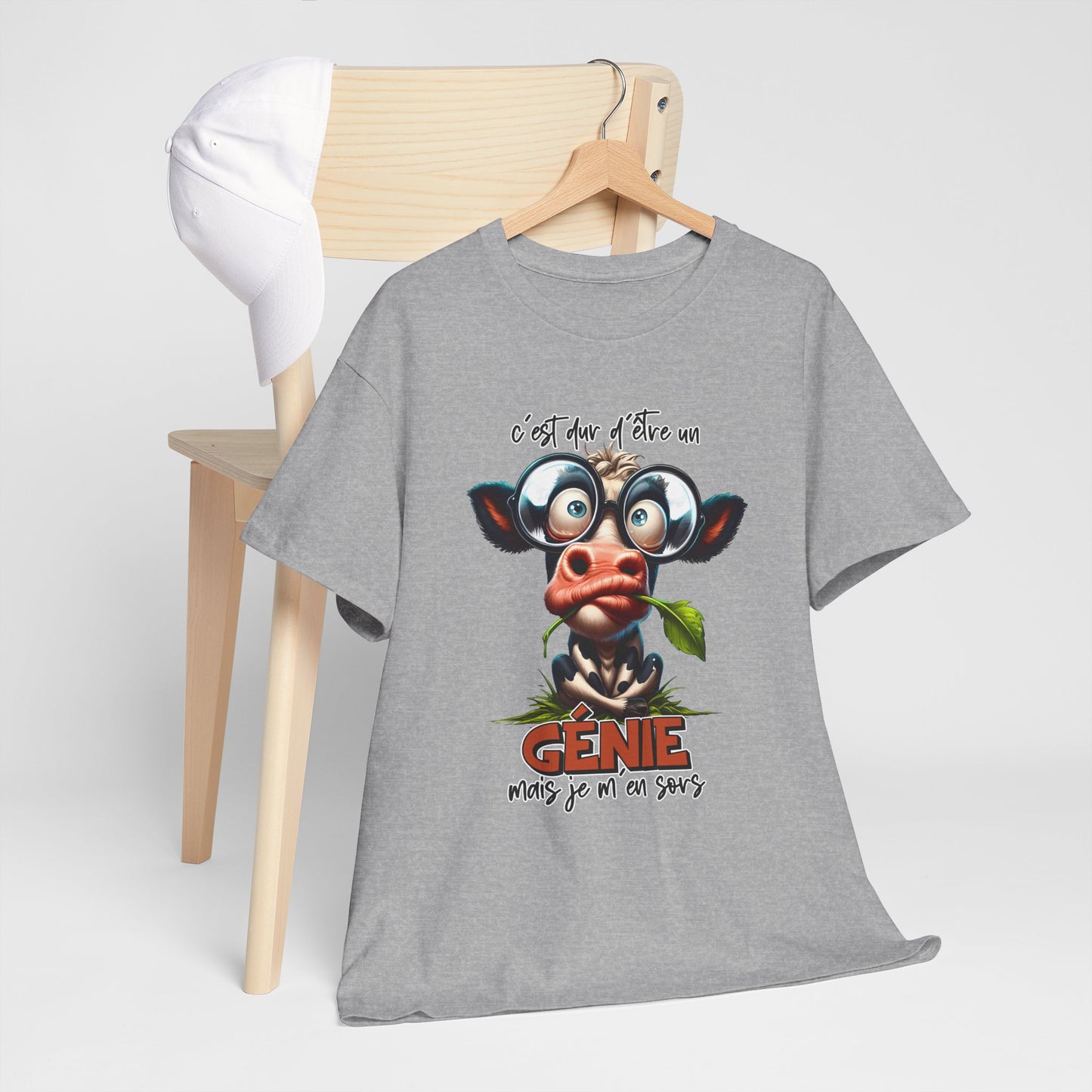 Tee Shirt C’est Dur d’Être un Génie Mais Je M’en Sors – T-Shirt Humour Vache Rigolote – Cadeau Homme Femme
