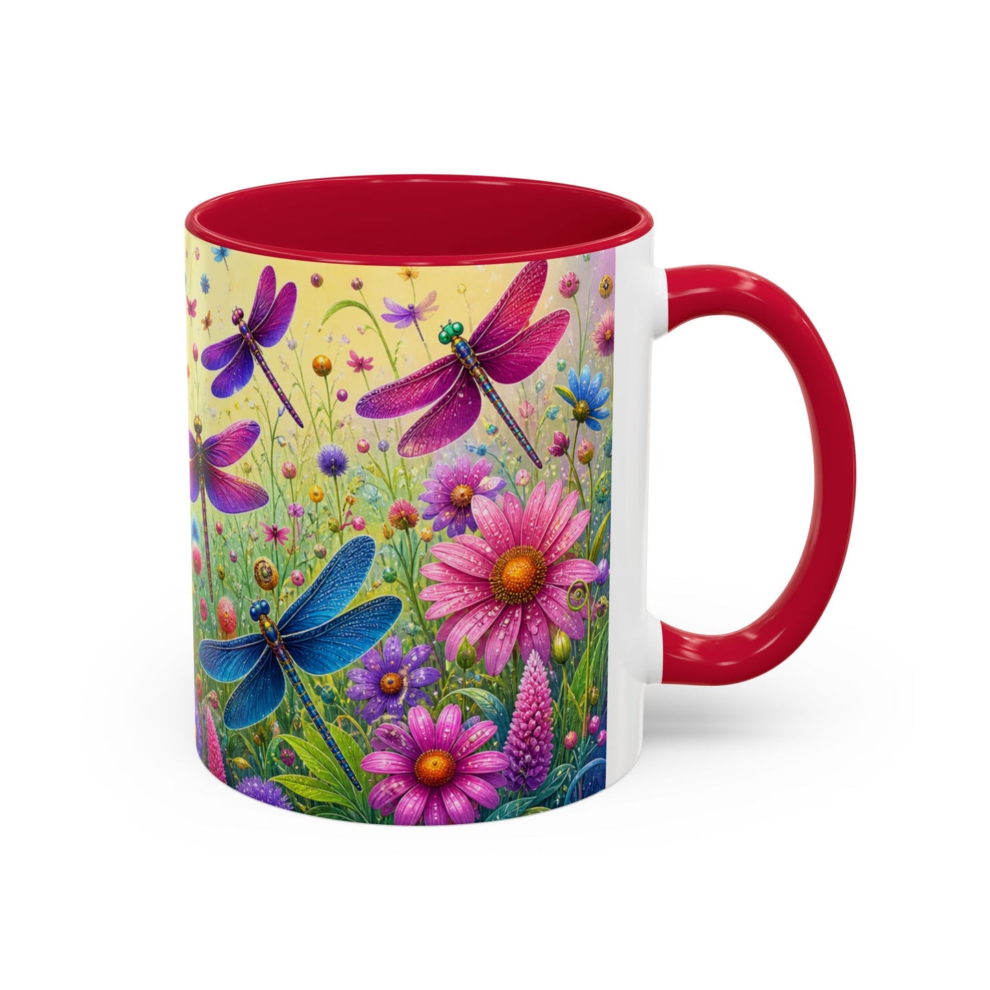 Tasse Libellules et Fleurs Colorées – Mug Nature Printemps et Jardin Fleuri – Design Artistique Floral – Céramique 325ml
