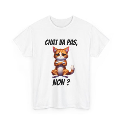 Tee-Shirt Chat va pas, Non ? idée cadeau humour drôle amusant fun animaux animal Roux pour Homme et Femme