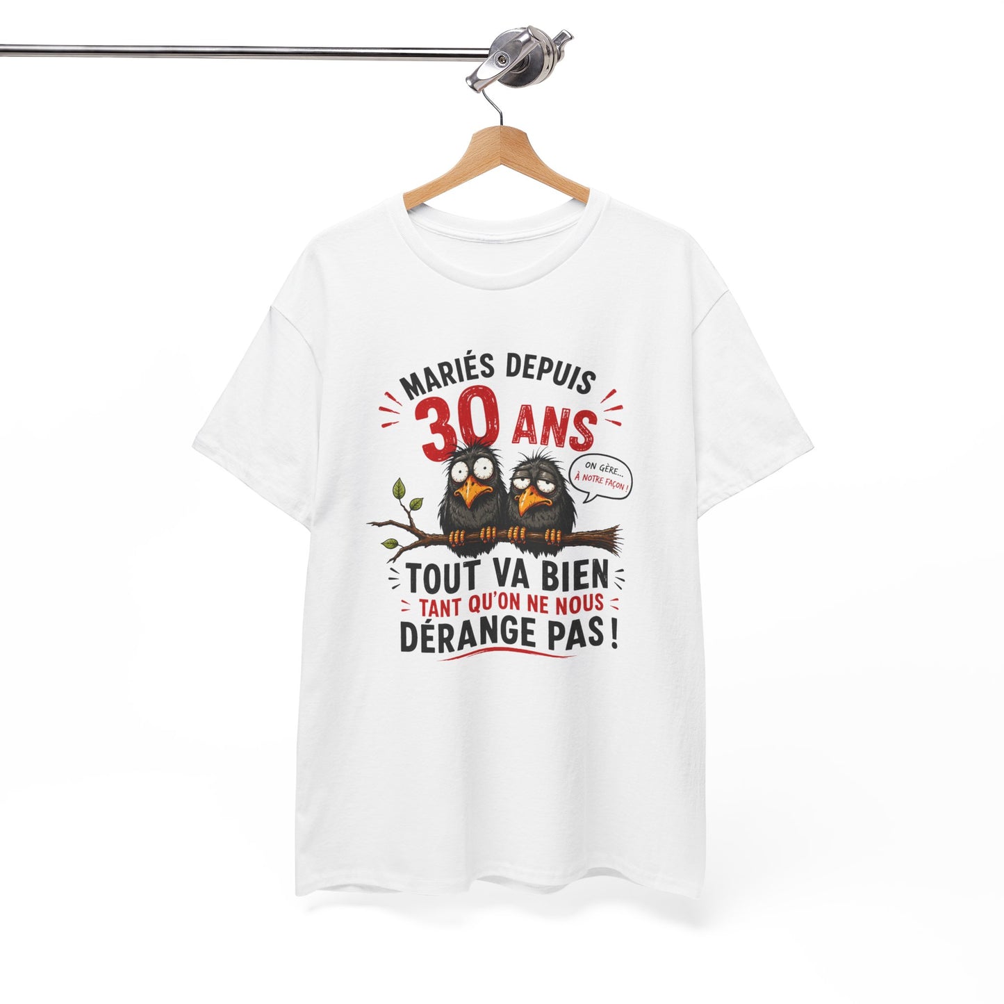 Tee-Shirt Homme Femme Mariés Depuis 30 Ans – Cadeau Anniversaire de Mariage Noces de Perle – Humour Couple Original