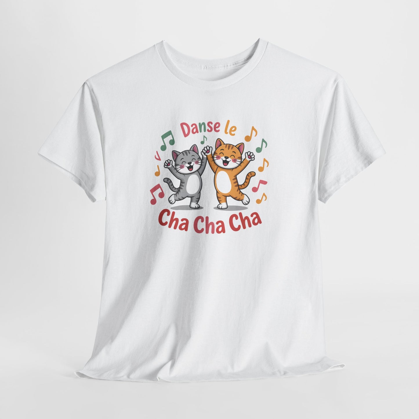 Tee Shirt Danse le Cha Cha Cha – Chats Danse Musique Humour – T-shirt Chat Mignon Blanc Gris Noir