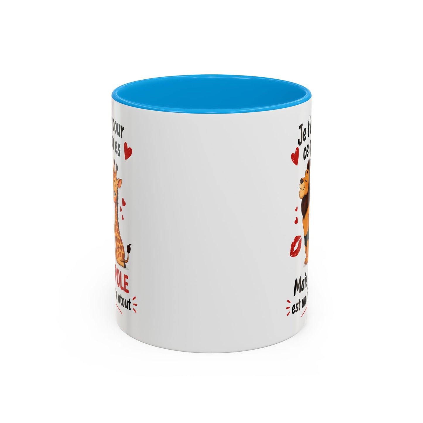 Tasse Lion Girafe Couple Humour – Mug Animaux Amoureux Drôle – Cadeau Couple Original 325ml