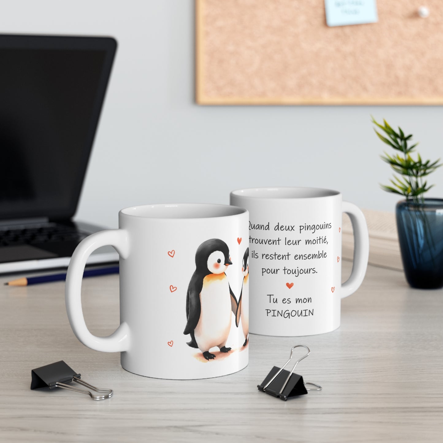 Tasse Tu Es Mon Pingouin – Mug Couple Pingouins Amoureux – Cadeau Romantique Homme Femme 325ml