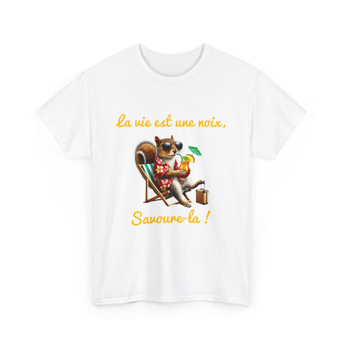 Tee-Shirt La Vie est une Noix, Savoure-la ! Écureuil animal animaux idée cadeau humour drôle pour homme et femme