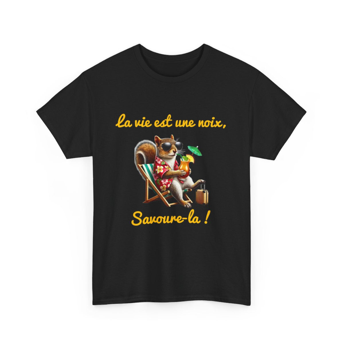 Tee-Shirt La Vie est une Noix, Savoure-la ! Écureuil animal animaux idée cadeau humour drôle pour homme et femme