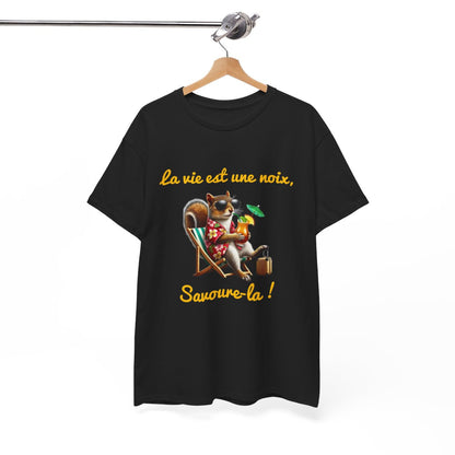 Tee-Shirt La Vie est une Noix, Savoure-la ! Écureuil animal animaux idée cadeau humour drôle pour homme et femme