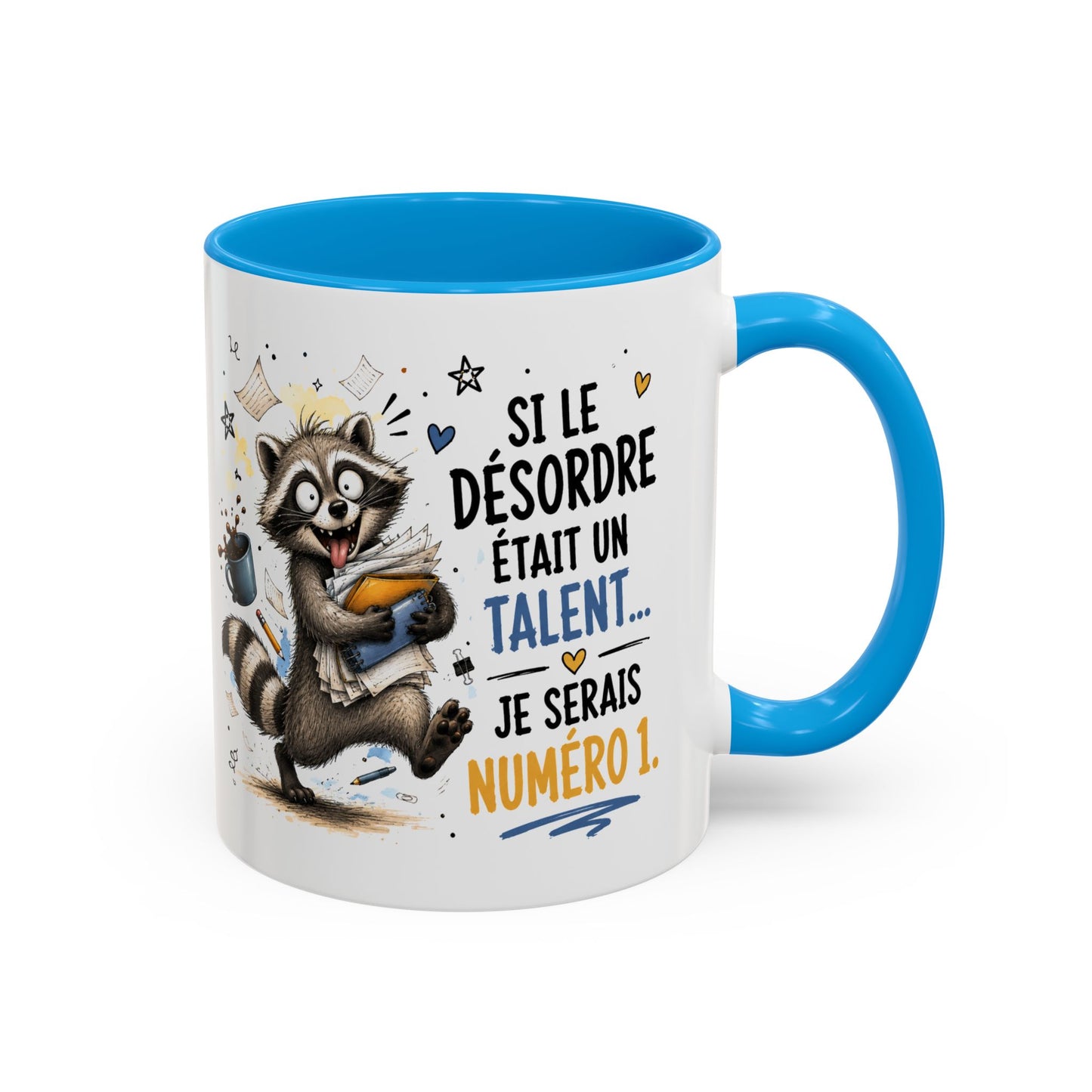 Tasse Raton Laveur Drôle Homme Femme – Mug Si Le Désordre Était un Talent Je Serais Numéro 1 – Cadeau Humour Bureau Café 325 ml