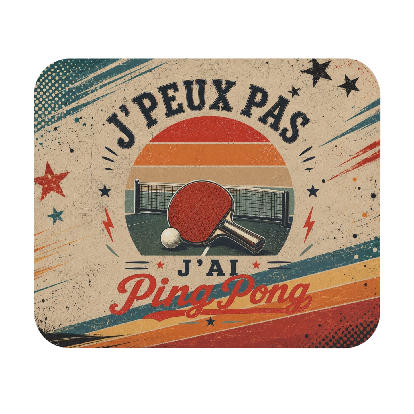 Tapis de Souris J'Peux Pas J'ai Ping Pong Vintage – Cadeau Tennis de Table Homme et Femme – Accessoire Bureau Gamer Sport Original