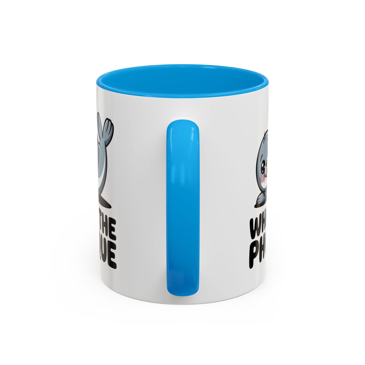 Tasse Phoque Drôle “What the Phoque” – Mug Humour Animal Mignon – Cadeau Original Fun Noir Bleu Rouge 325ml