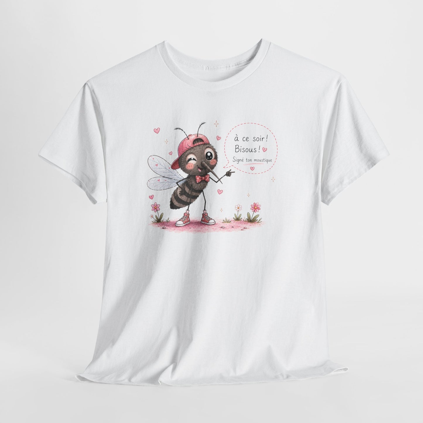 Tee-Shirt Humour À Ce Soir Bisous Signé Ton Moustique – Cadeau Drôle Homme Femme – Design Original