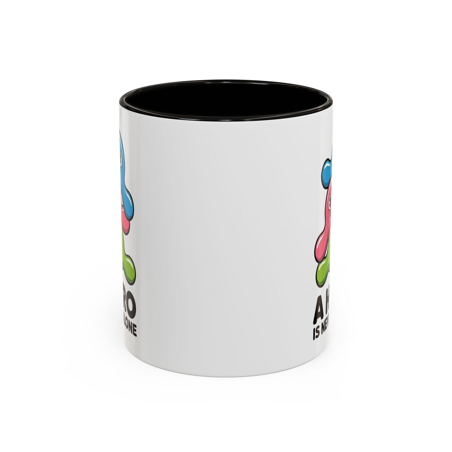 Mug Bactéries Humoristique – Tasse Microbes Fun A Hero Is Never Alone – Cadeau Original Drôle – Céramique 325ml Noir Bleu Rouge