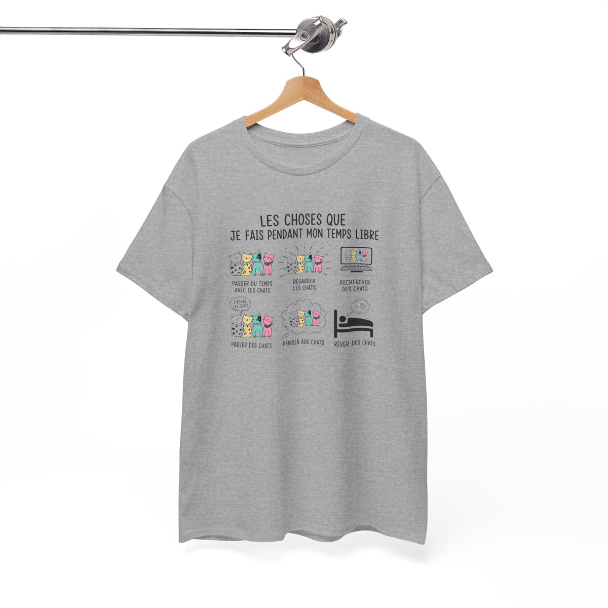 Tee Shirt Chat Homme Femme – Passion Féline Humour Temps Libre – Idée Cadeau Amoureux des Chats Propriétaire de Félin