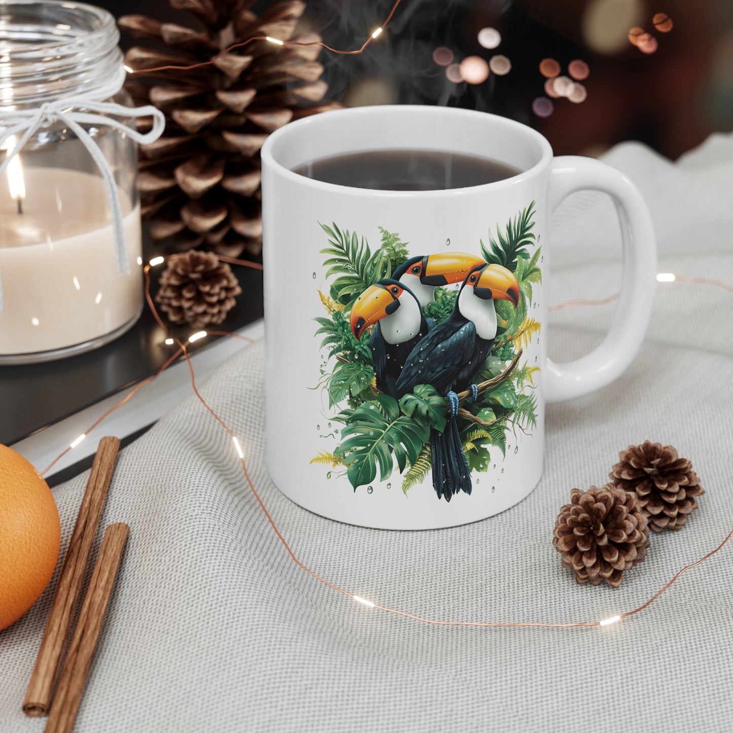 Tasse Toucans de la Jungle – Mug Céramique 325 ml – Design Tropical Exotique et Artistique