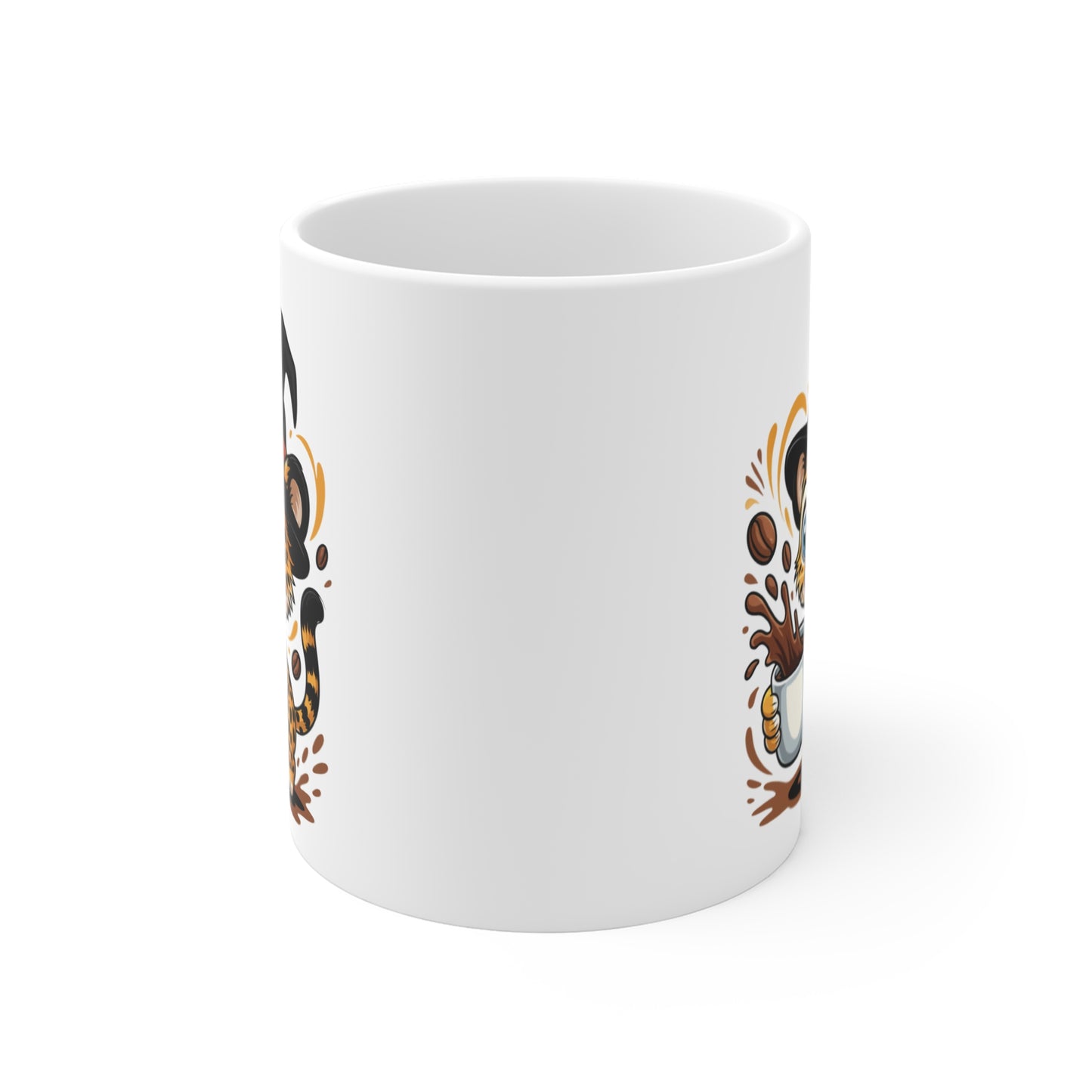 Mug Léopard Sorcier Café – Tasse Céramique 325ml – Illustration Animalière Drôle Halloween