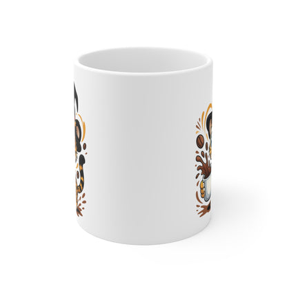 Mug Léopard Sorcier Café – Tasse Céramique 325ml – Illustration Animalière Drôle Halloween