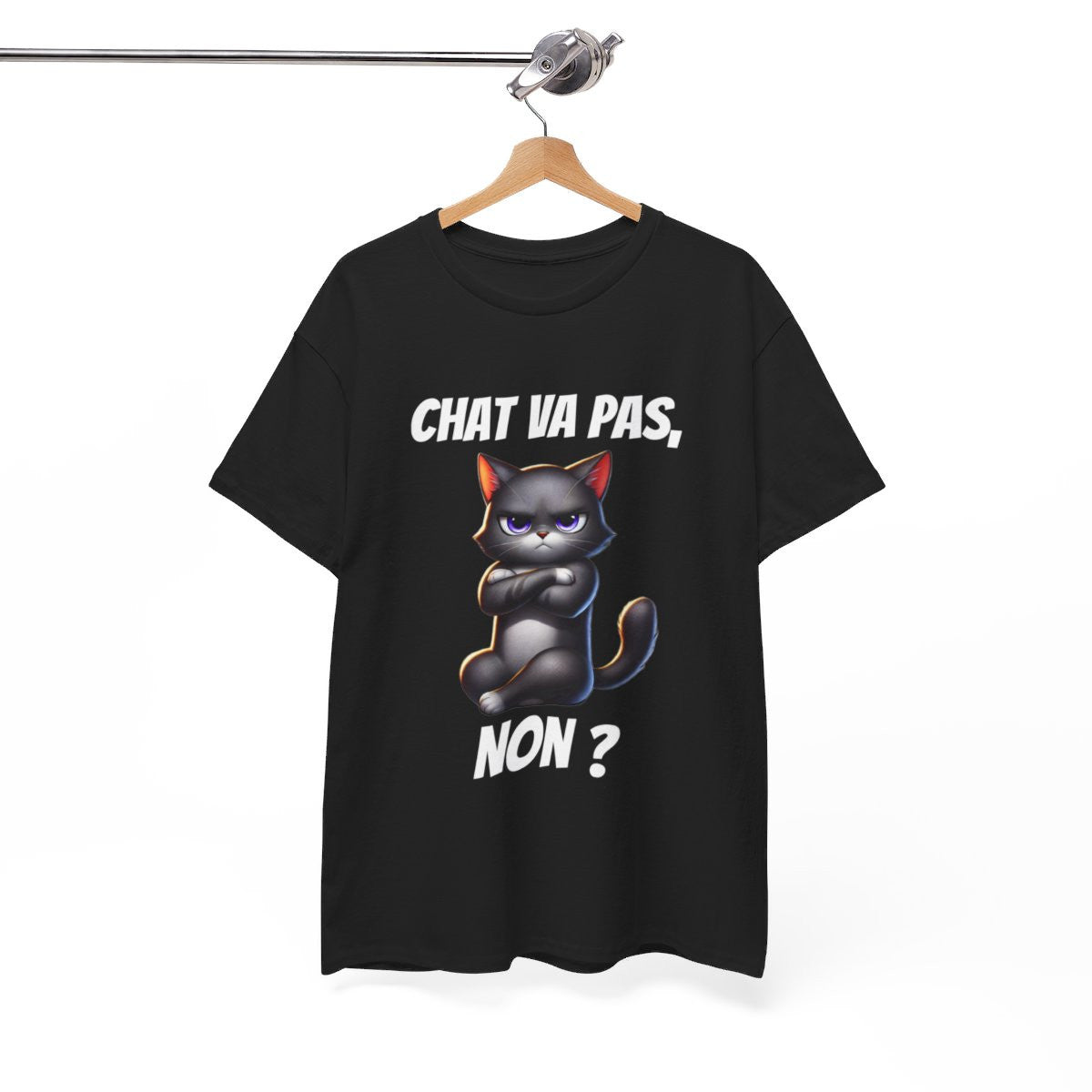 Tee Shirt Chat va pas, Non ? Idée cadeau animaux animal fun humour drôle pour Homme et Femme