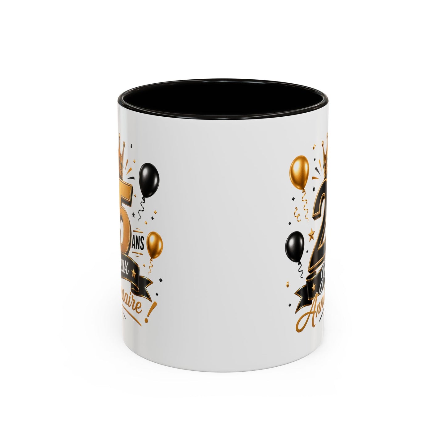 Mug Joyeux 25 Ans – Tasse Anniversaire 25 Ans – Cadeau Original pour Femme Homme – Idée Cadeau 25e Anniversaire Noir Bleu Rouge