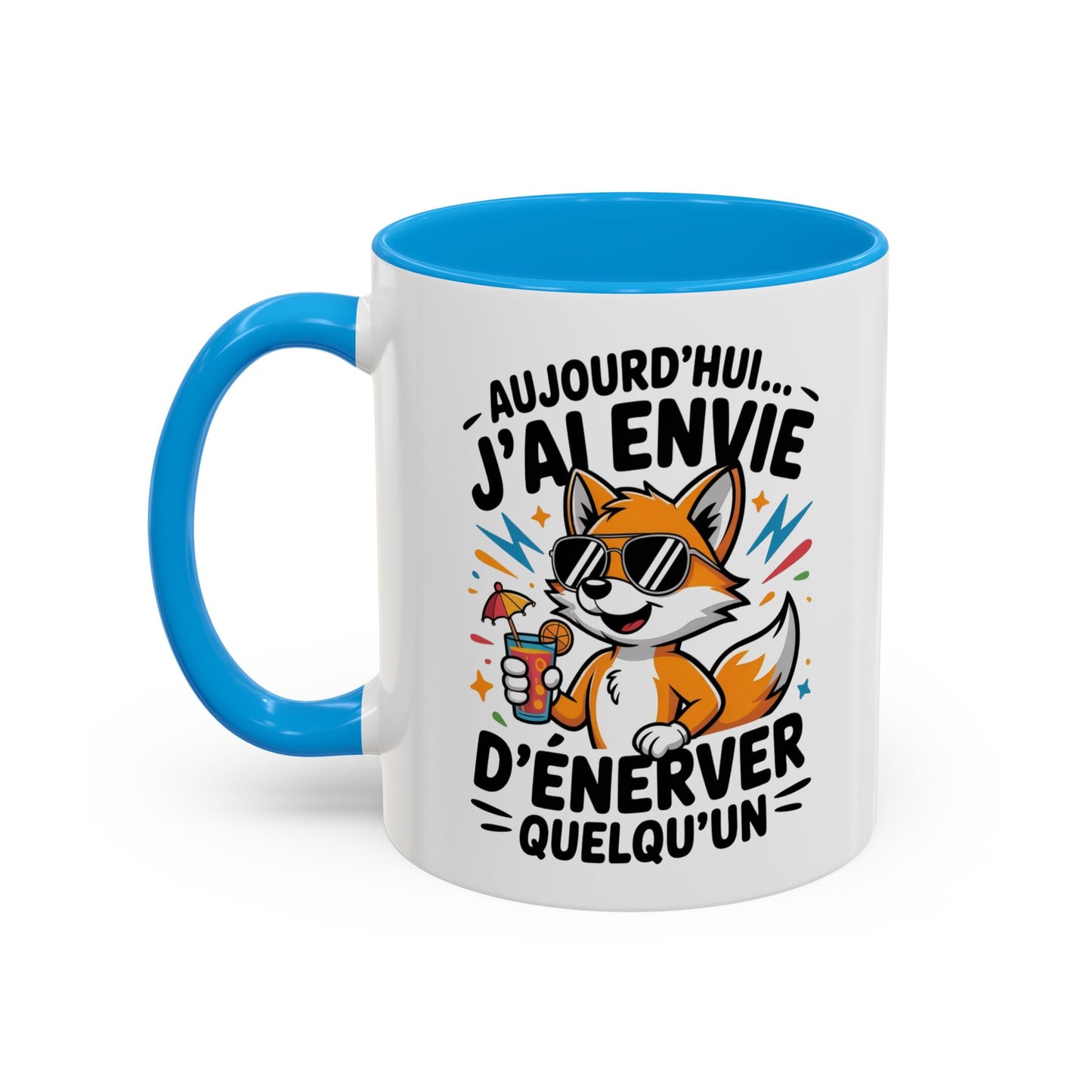 Mug Renard Humoristique – Tasse Animal Drôle Citation Fun – Cadeau Original Humour – Céramique 325ml Noir Bleu Rouge