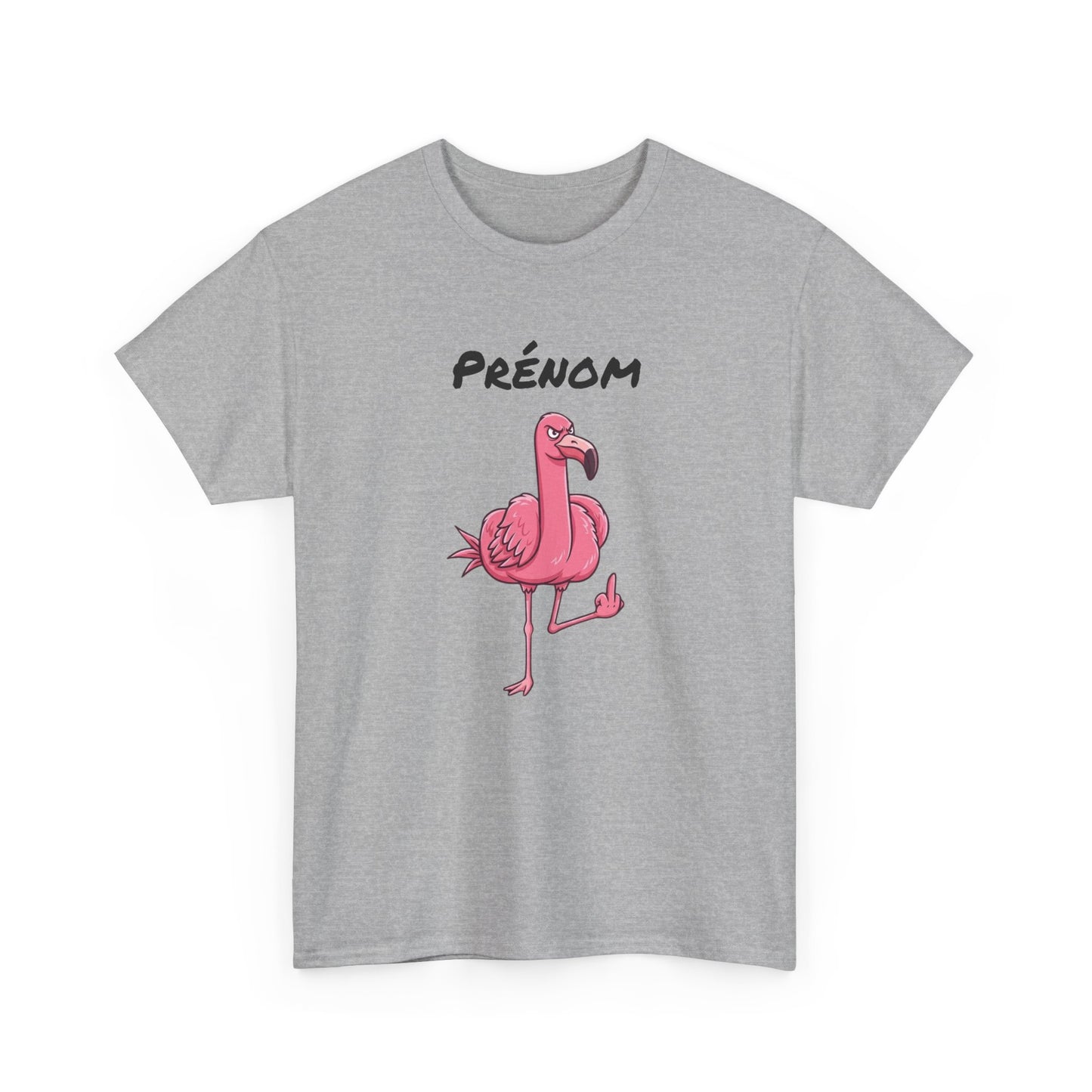 T-Shirt Personnalisé Prénom Flamant Rose Humour – Tee Shirt Adulte Fun et Décalé – Cadeau Original Homme Femme