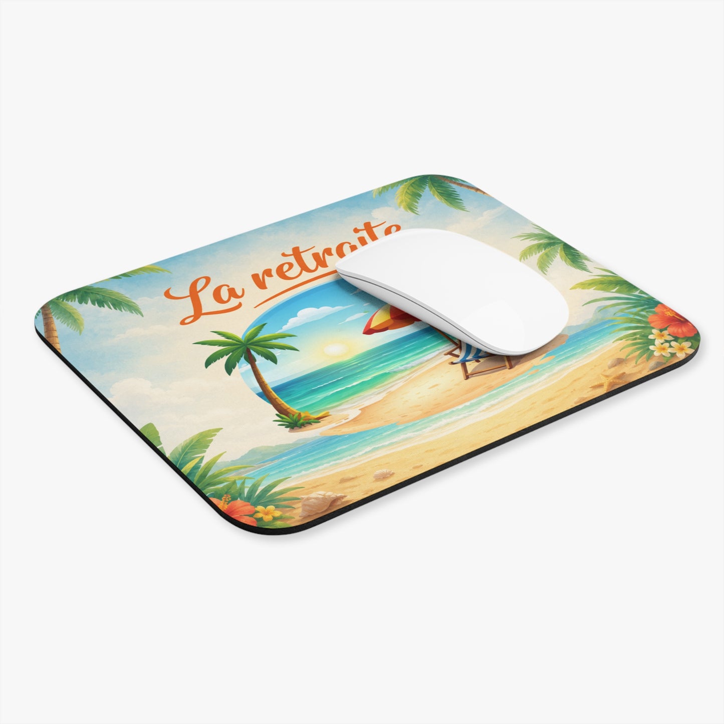 Tapis de Souris 22x18cm La Retraite Plage Paradisiaque Cadeau Retraité Homme Femme Départ en Retraite Bureau Gaming Accessoire Original Vacances