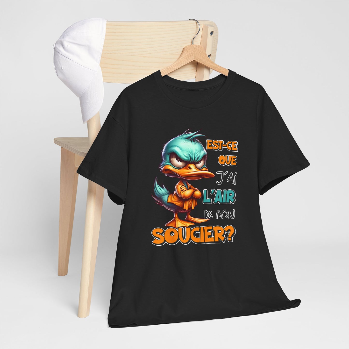 Tee Shirt Est-Ce Que J’Ai L’Air De M’En Soucier – T-Shirt Humour Canard Colérique – Cadeau Homme Femme Sarcasme Drôle