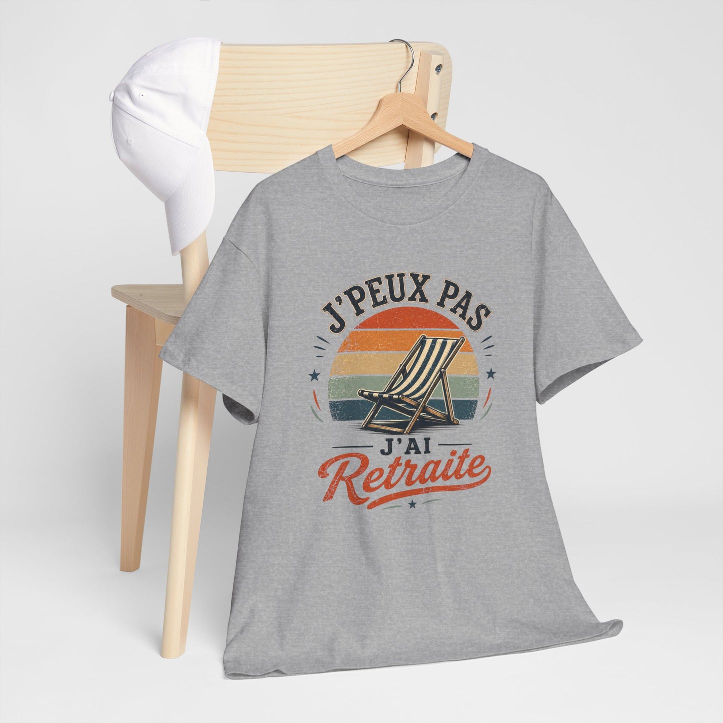 T-Shirt Retraite Humour Homme Femme – J’Peux Pas J’Ai Retraite – Tee Shirt Retraité Vintage Cadeau Départ Retraite Senior Pensionné