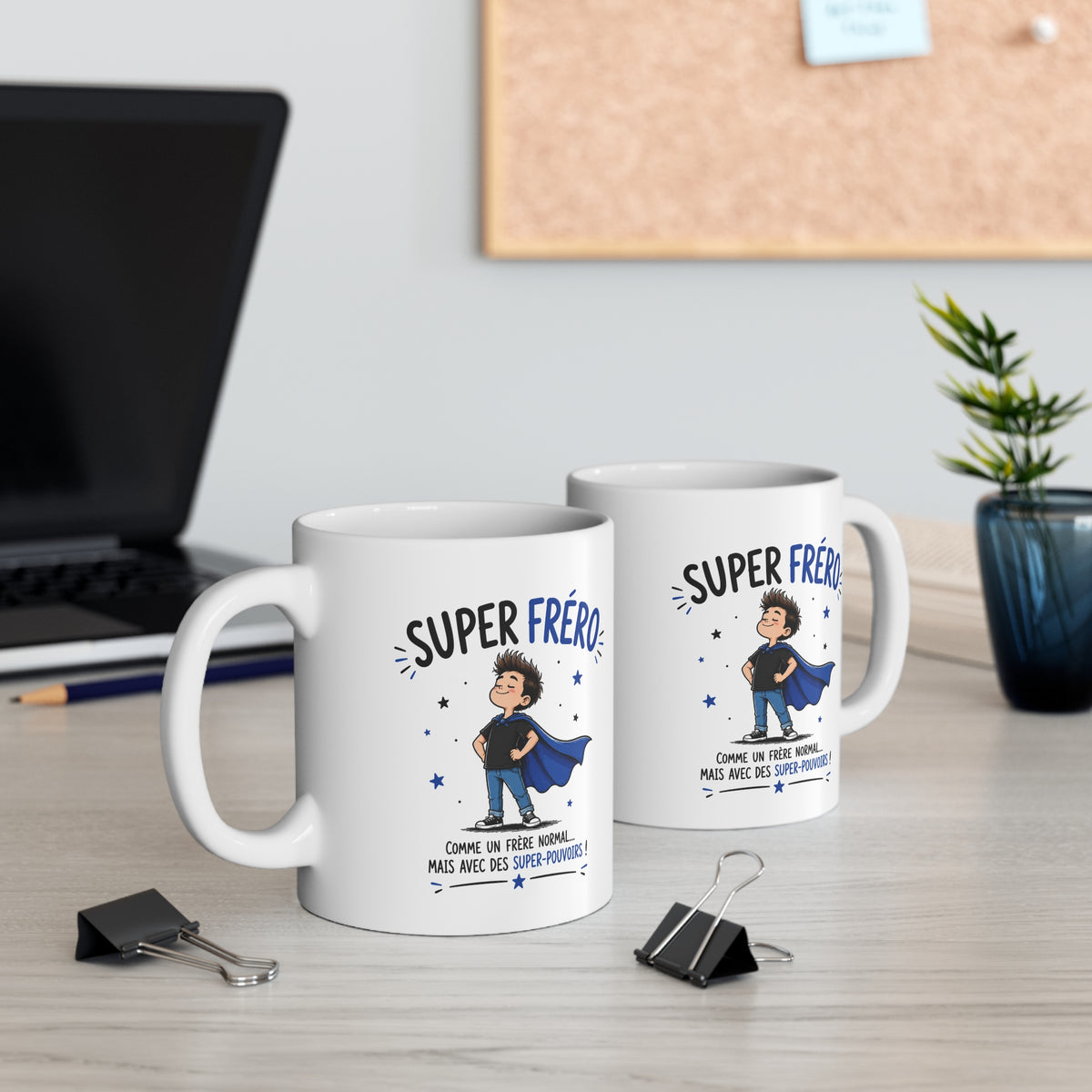 Mug Super Fréro – Comme un Frère Normal Mais Avec des Super-Pouvoirs – Tasse Humoristique pour Frère – Idée Cadeau Originale Anniversaire Noël Famille