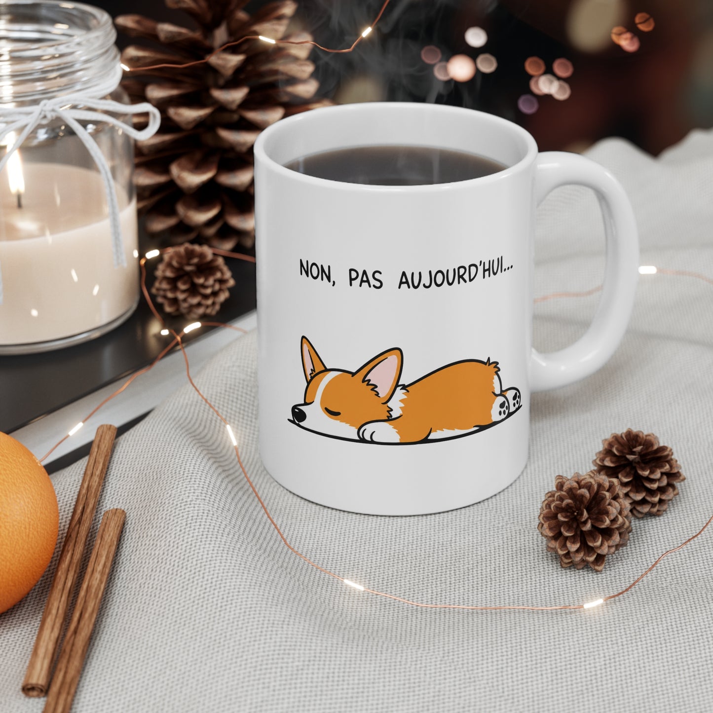 Tasse Corgi Humour – Mug Chien Dormeur Mignon – Cadeau Amoureux des Chiens 325 ml