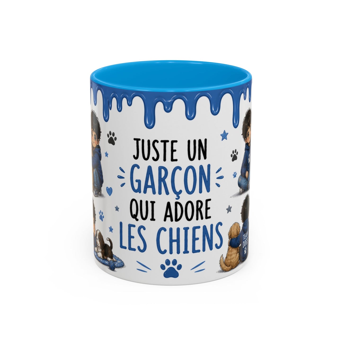 Tasse Juste Un Garçon Qui Adore Les Chiens – Mug Chien Garçon Kawaii Bleu – Cadeau Passion Chiens 325ml