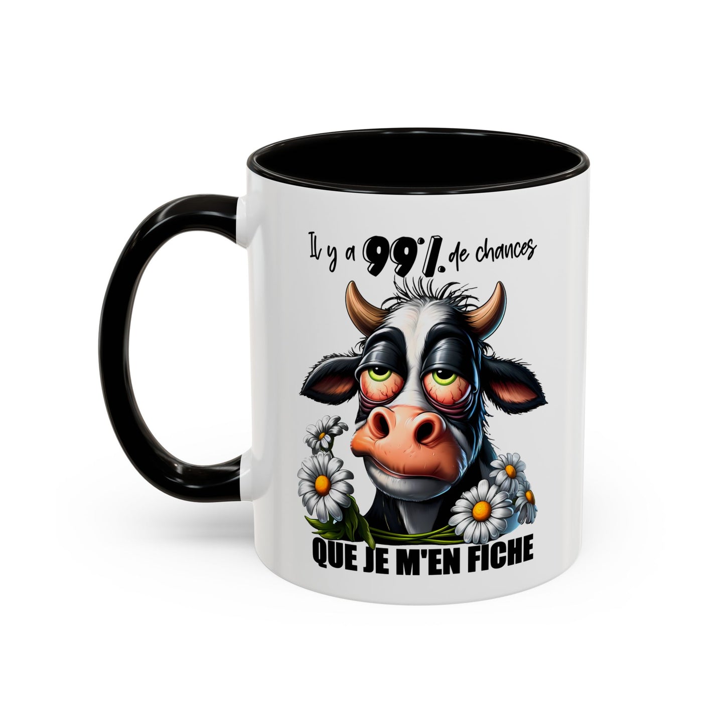 Tasse Il Y A 99% De Chances Que Je M’En Fiche – Mug Humour Vache Drôle Sarcastique 325ml