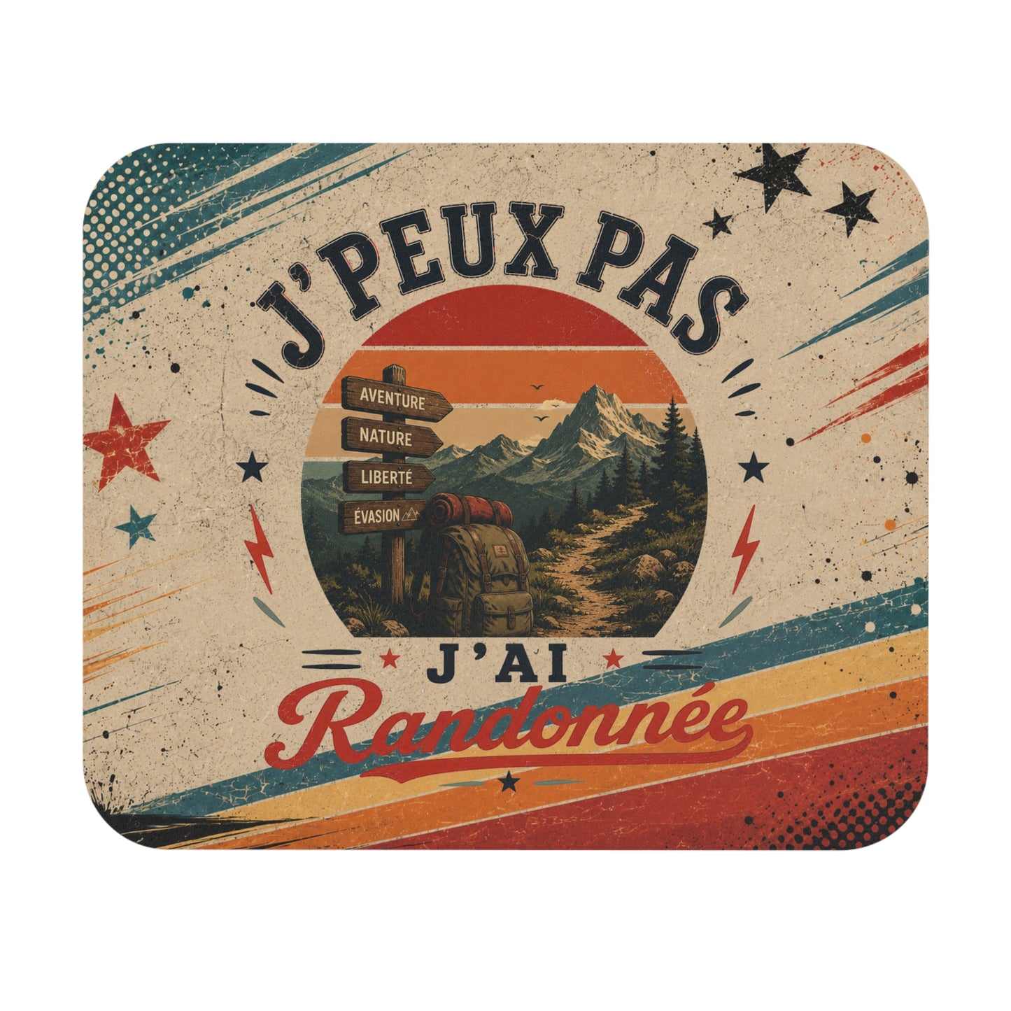Tapis de Souris J'Peux Pas J'ai Randonnée Vintage – Cadeau Randonnée Homme et Femme – Accessoire Bureau Gamer Nature Trekking Original