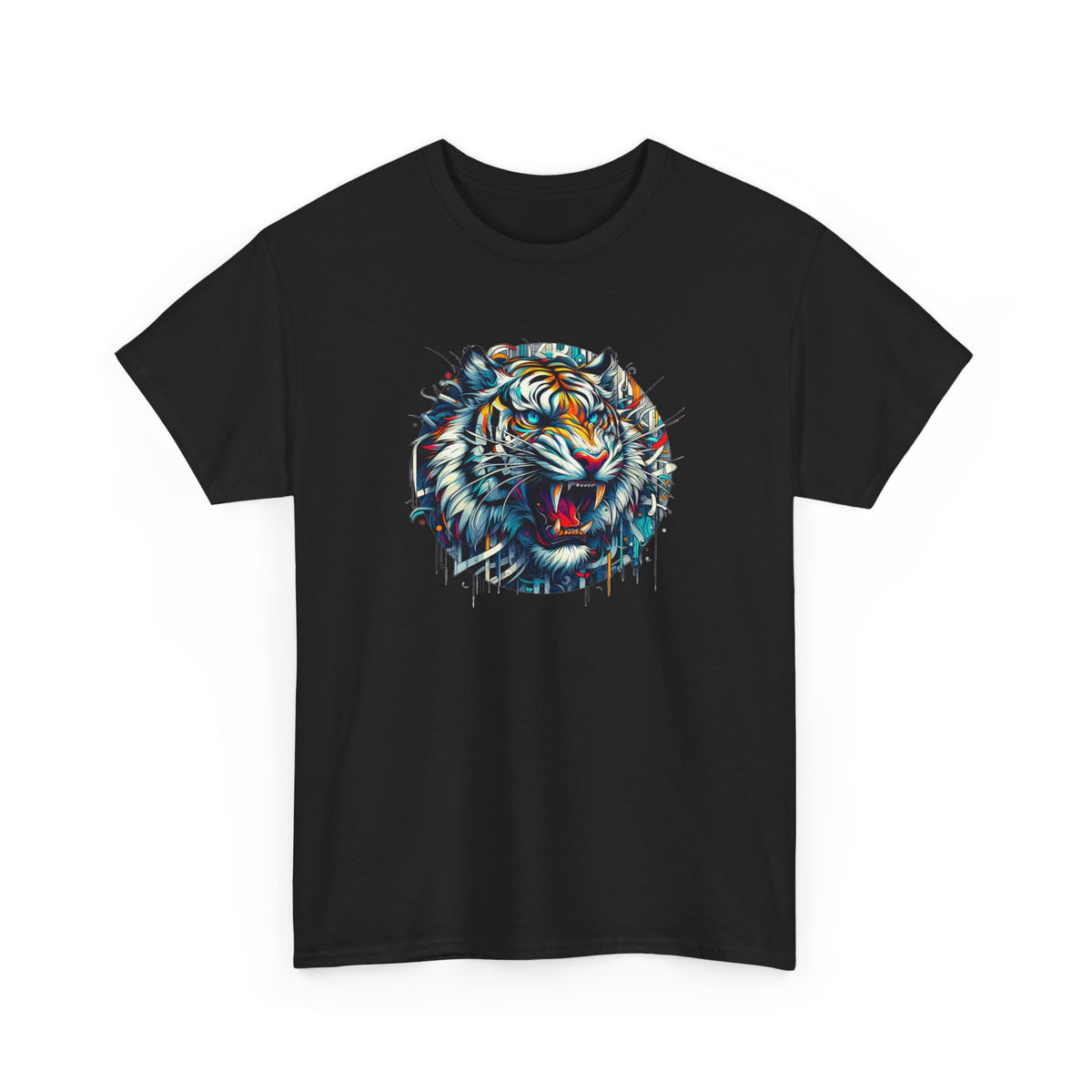 Tee Shirt Tigre Blanc Homme Femme – T-Shirt Tête de Tigre Colorée – Félin Sauvage Style Graphique – Idée Cadeau Originale