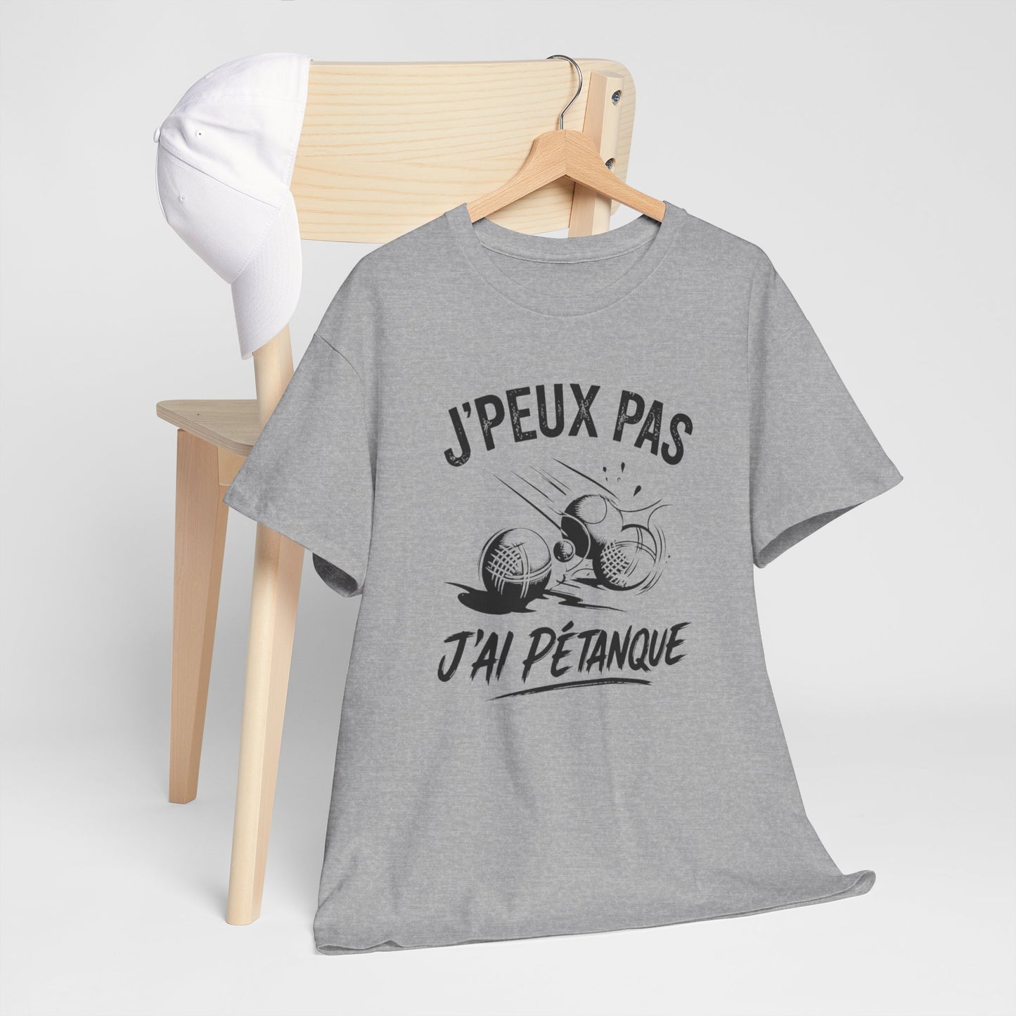 T-Shirt Pétanque Humour Homme Femme – J’Peux Pas J’Ai Pétanque – Tee Shirt Joueur de Boules Drôle Cadeau Pétanque