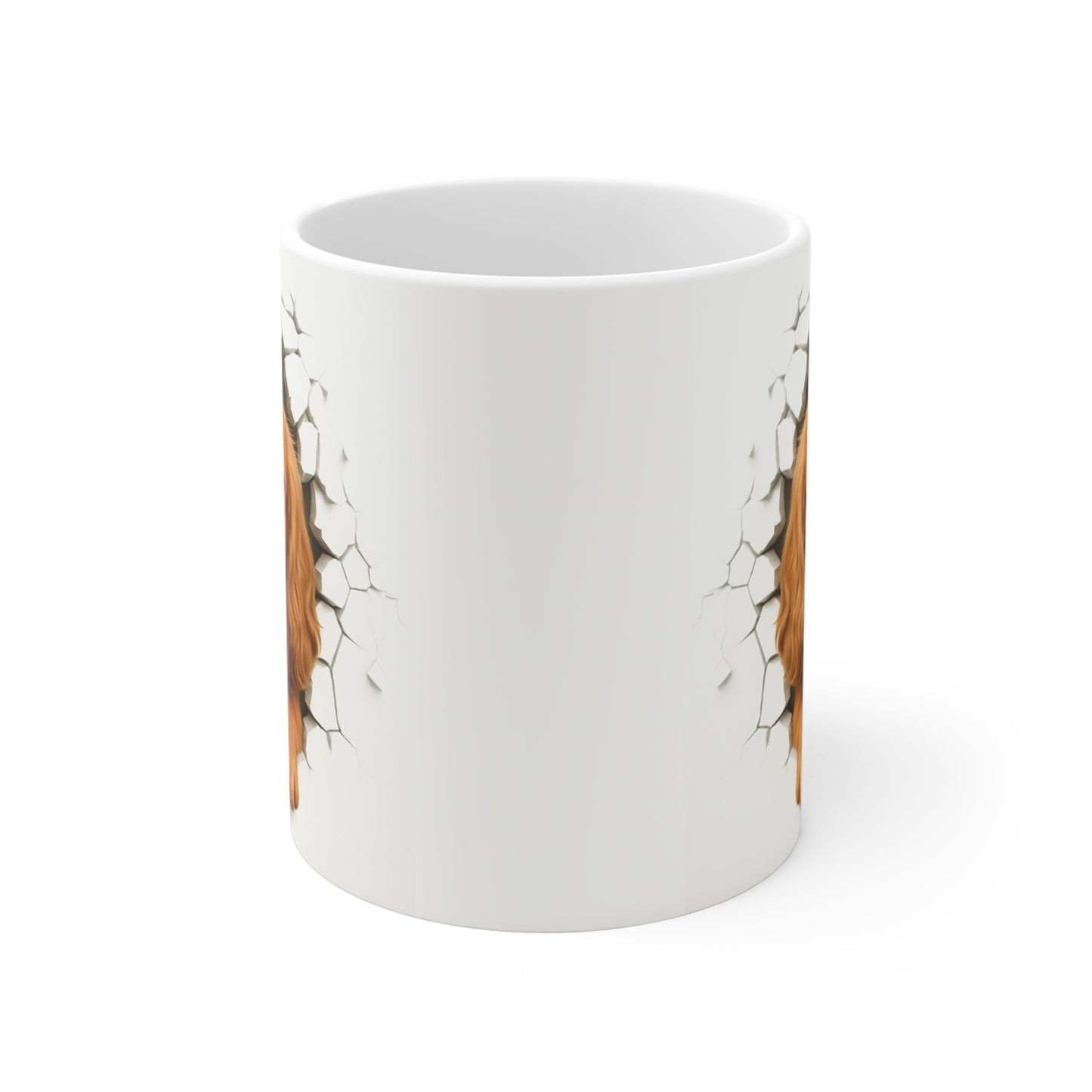 Mug Cocker Anglais Roux Effet Mur Cassé – Tasse Chien 3D Trompe-l’œil – Cadeau Original Amoureux du Cocker