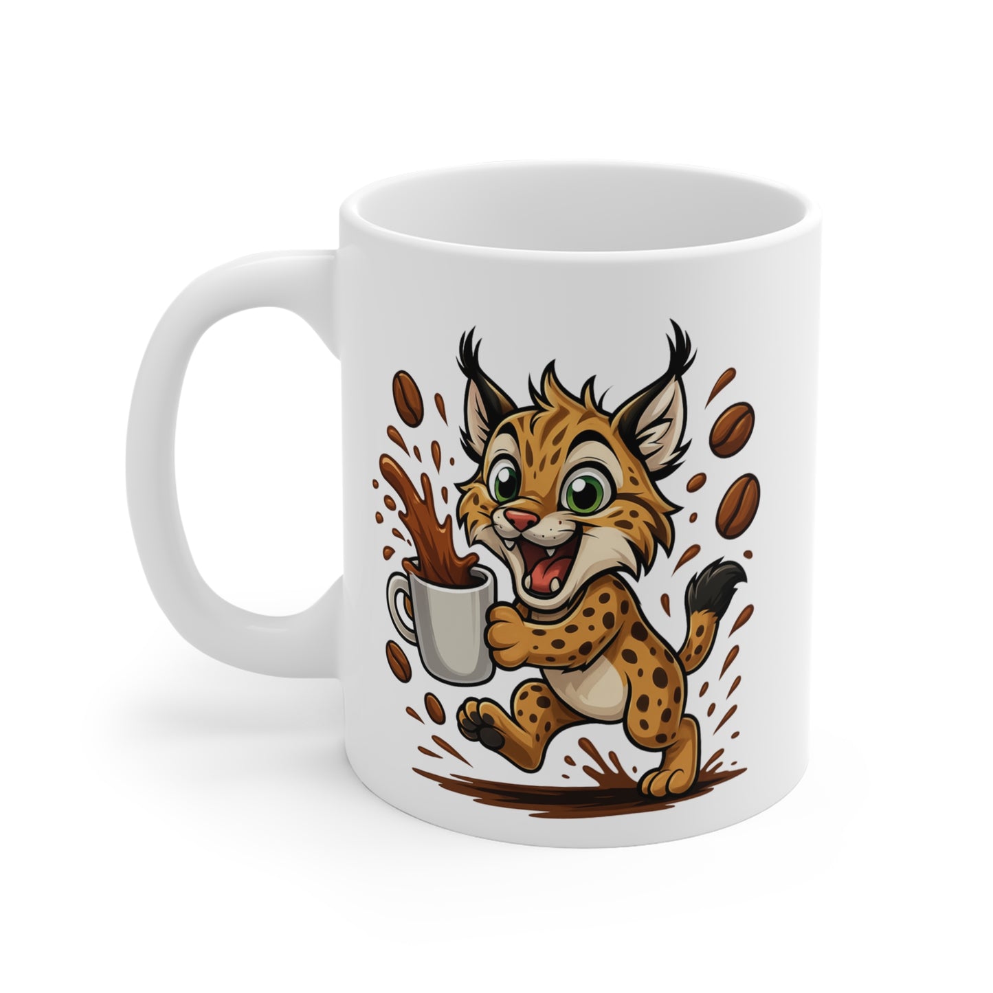 Tasse Lynx Café – Mug Animal Cartoon Sauvage et Mignon – Tasse Céramique 325ml – Cadeau Original